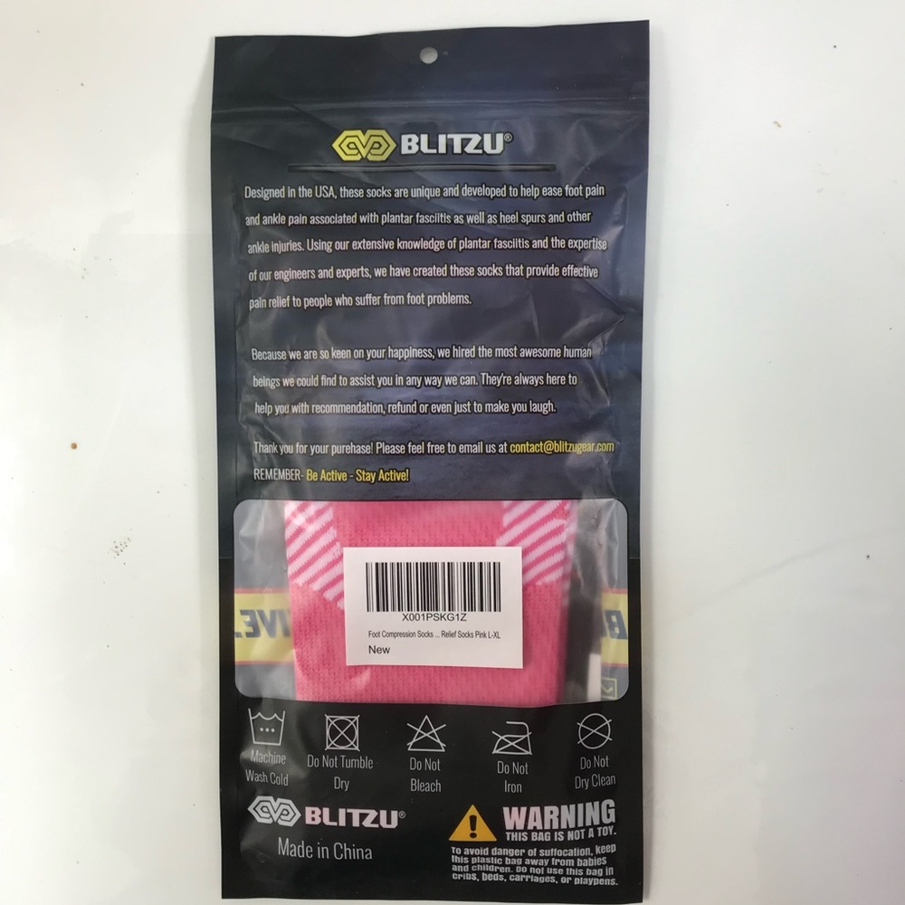 Blitzu pink foot compression socks L-XL
